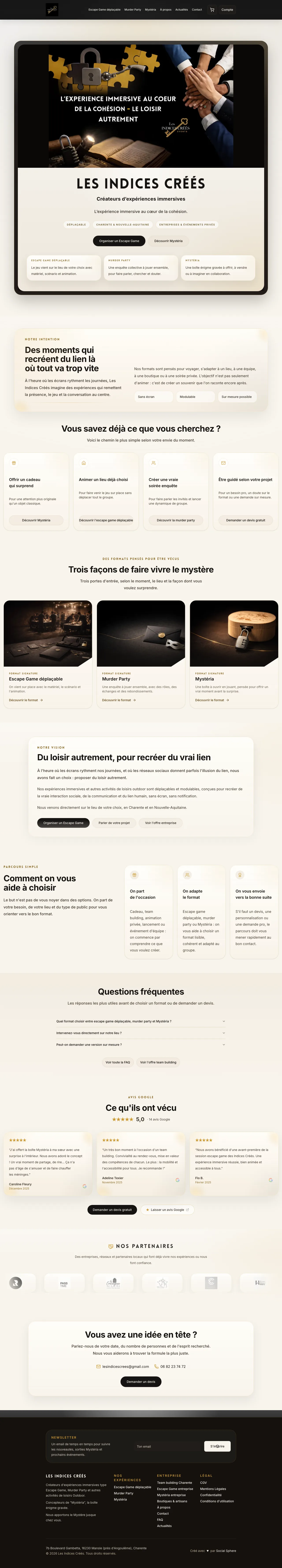 Aperçu du site Les Indices Créés