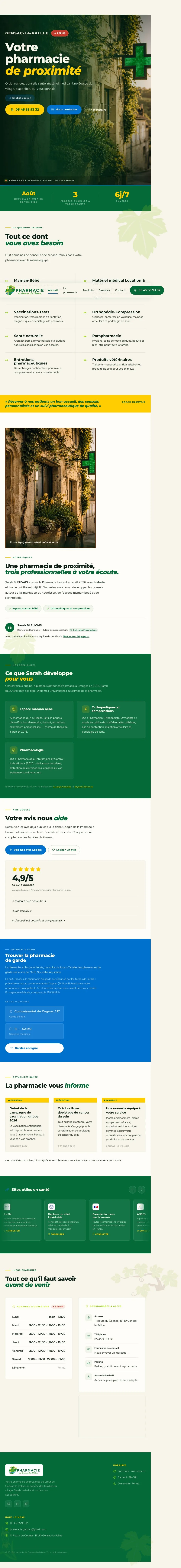 Aperçu du site Pharmacie de Gensac-la-Pallue