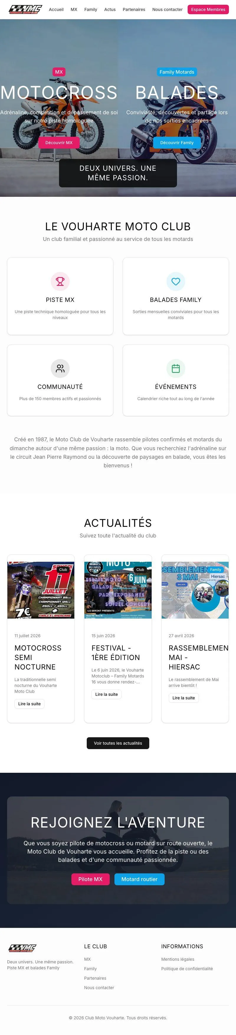 Aperçu du site Vouharte Moto Club